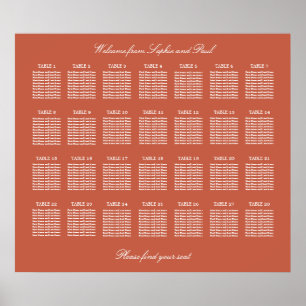 Terracotta 28 Tisch Hochzeit Sitzordnung Poster