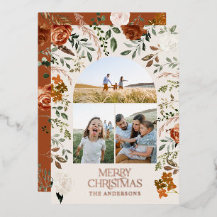 Terracotta 3 Foto botanischer, eleganter Botanisch Folien Feiertagskarte