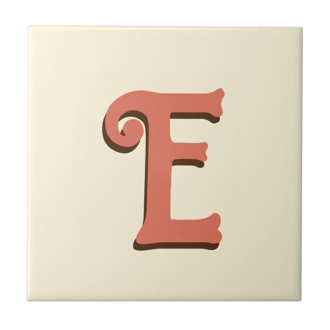 Terracotta 3D Modern Initial Letter | Elfenbein Fliese (Vorderseite)