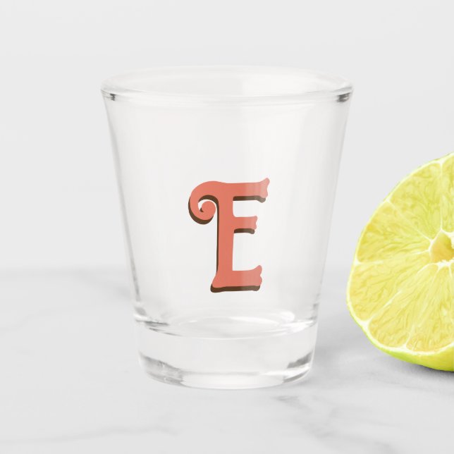 Terracotta 3D Modern Initial Letter | Elfenbein Schnapsglas (Vorderseite)