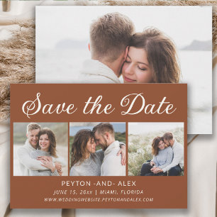Terracotta 4-Foto 2-seitig Hochzeitstag Rett Save The Date