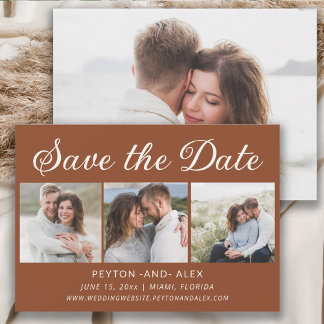 Terracotta 4-Foto 2-seitig Hochzeitstag Rett Save The Date
