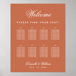 Terracotta 8 Table Einfache Hochzeitskarte Poster