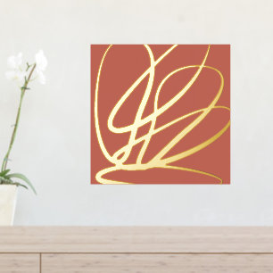 Terracotta Abstrakt Modern Gold Oval Foliendrucke