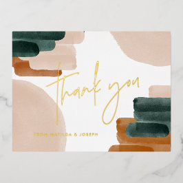 Terracotta abstrakte Babydusche Danke Folien Feiertagspostkarte