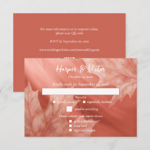 Terracotta-Ahorn-Blätter Akzent QR-Code RSVP Karte