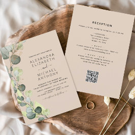 Terracotta All in one Eukalyptus QR Code Wedding Einladung