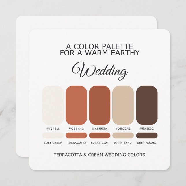 Terracotta and Cream Wedding Color Palette Card Einladung (Vorne/Hinten)