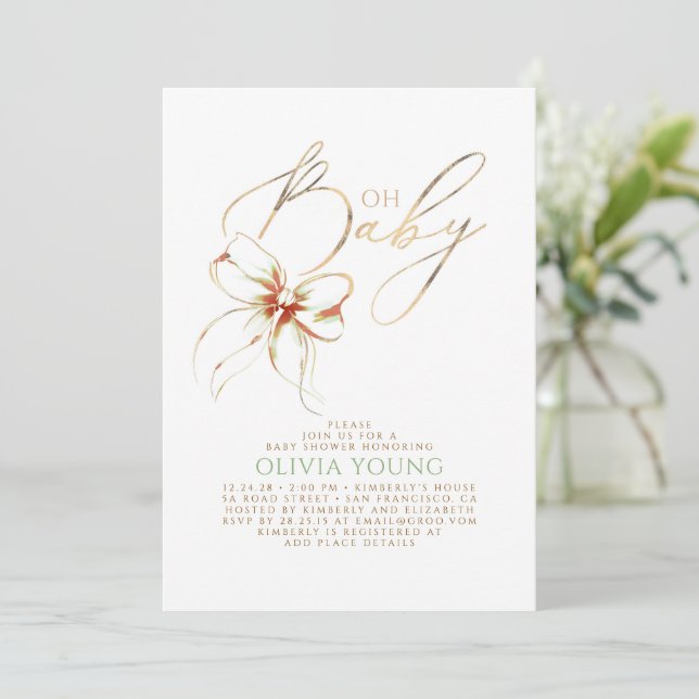 Terracotta and Sage Green Elegant Fall Baby Shower Einladung (Stehend Vorderseite)