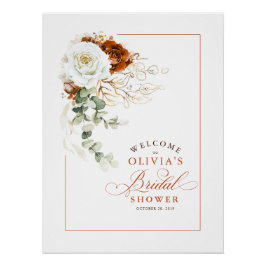 Terracotta and White Chic Bridal Shower Welcome Poster
