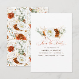 Terracotta and White Chic Floral Save the Date