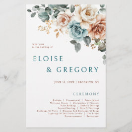 Terracotta Aquamarines neutrales Hochzeitsprogramm