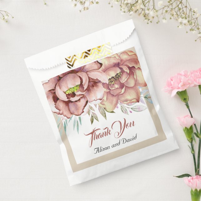 Terracotta Aquarell Blume Danke für Ihre Hochzeit Geschenktütchen (Versiegelt)