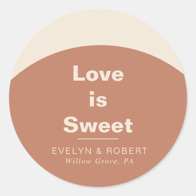 Terracotta Arch Formal Wedding Liebe ist süß Runder Aufkleber (Vorderseite)