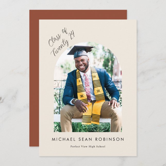 Terracotta Arch Foto Grad Einladung (Vorne/Hinten)