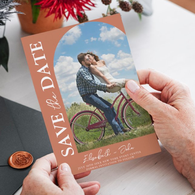 Terracotta Arch Foto Hochzeit Sichern Sie das Datu Save The Date (Von Creator hochgeladen)