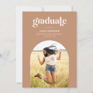 Terracotta Arch Moderne Typografy Graduation Party Einladung