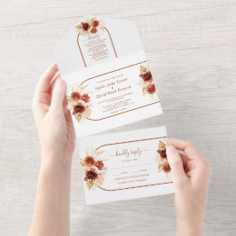 Terracotta Arch Pampas Grass Floral Wedding All In One Einladung
