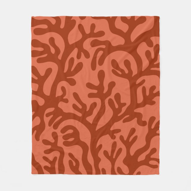 Terracotta Ästhetische flüssige Bio Formen Muster Fleecedecke (Vorderseite)