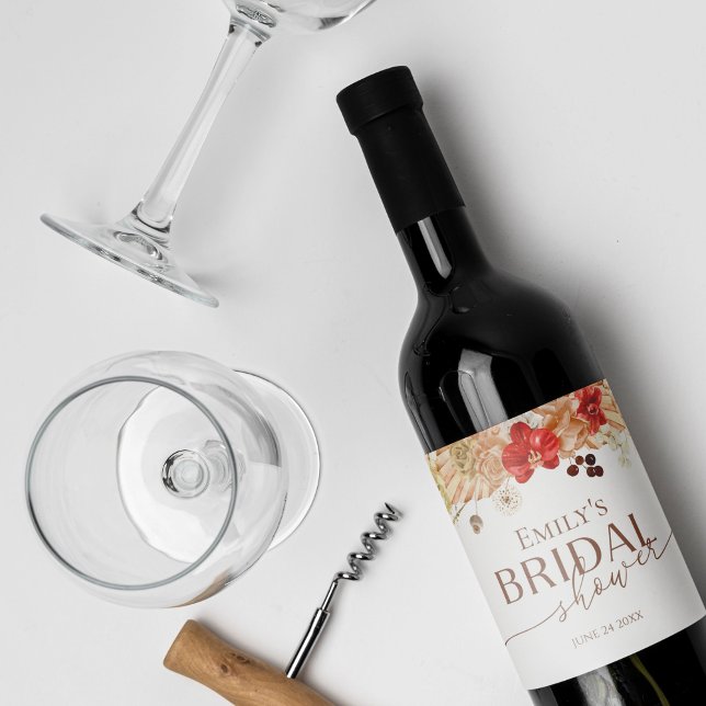 Terracotta auf dem Boho Brautparty Weinkultur und  Weinetikett (Von Creator hochgeladen)