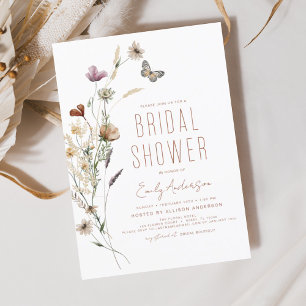 Terracotta auf dem Boho Wildblume Brautparty Einladung