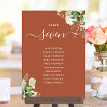 Terracotta auf dem Grünen Tischnummer<br><div class="desc">Diese eleganten Terrakotta botanischen Blätter können Hochzeitsfeiern personalisiert werden mit dem Sitzplan Set Ihrer Gäste in schicken Typografie. Die Karten werden auf der Vorder- und Rückseite gedruckt (doppelseitig). Entwickelt von Thisisnotme©</div>