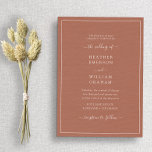 Terracotta auf dem Monte Tamaro Einladung<br><div class="desc">Terracotta Elegant Hochzeitseinladung. Machen Sie Ihre Hochzeitseinladung so unvergesslich wie Ihr besonderer Tag mit diesem schicken und stilvollen Design. Dieses moderne, nur in Text gehaltene, minimalistische Design mit klassischer traditioneller Touch besticht durch ein handgeschriebenes Kalligrafieschrift mit einem klassischen Rahmen aus Terrakotta/gebrannt Orange. In der Simple Elegant Terracotta Border Wedding Suite...</div>