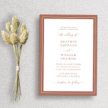 Terracotta auf dem Monte Tamaro Einladung<br><div class="desc">Terracotta Elegant Hochzeitseinladung. Machen Sie Ihre Hochzeitseinladung so unvergesslich wie Ihr besonderer Tag mit diesem schicken und stilvollen Design. Dieses moderne, nur in Text gehaltene, minimalistische Design mit klassischer traditioneller Touch besticht durch ein handgeschriebenes Kalligrafieschrift mit einem klassischen Rahmen aus Terrakotta/gebrannt Orange. In der Simple Elegant Terracotta Border Wedding Suite...</div>