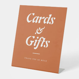 Terracotta auf Orange Karte und Geschenke Grundstü Sockelschild