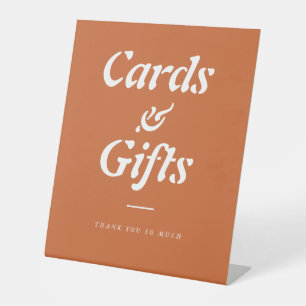 Terracotta auf Orange Karte und Geschenke Grundstü Sockelschild