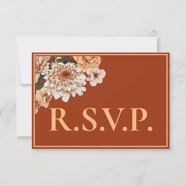 Terracotta Autumn Floral QRC UAWG RSVP Karte (Vorderseite)