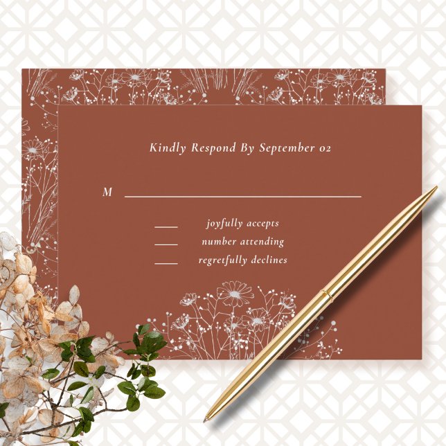 Terracotta Background Wildblume Wedding RSVP (Von Creator hochgeladen)