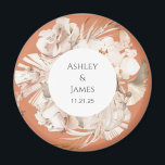 Terracotta-beige Blumengarten Hochzeitsmagnet Magnet<br><div class="desc">Beige personalisierte Gartenhochzeitsmagnete</div>