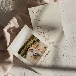 Terracotta Beige Boho Chic Earthy Modern Wedding Save The Date