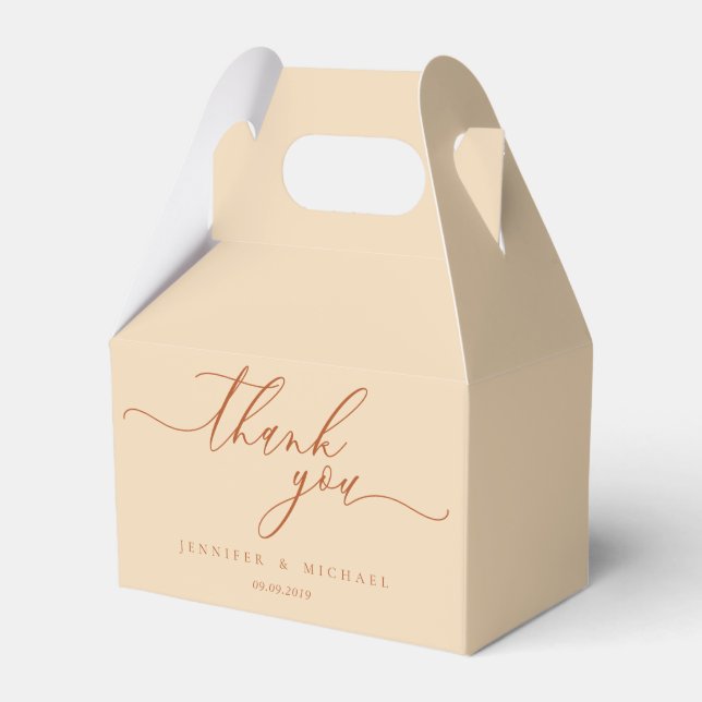 Terracotta Beige Elegantes Geschenk Vielen Dank Geschenkschachtel (Vorderseite)