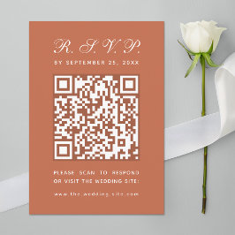 Terracotta Big QR Code Einfache Kalligrafie Hochze RSVP Karte