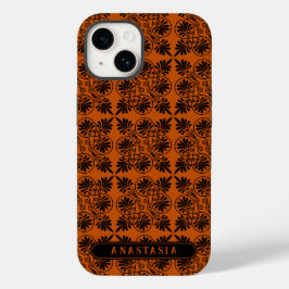 Terracotta Black Alcient Griechisch Meander Muster Case-Mate iPhone 14 Hülle