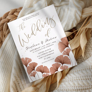 Terracotta-Blatt-Hochzeitseinladung im Budget