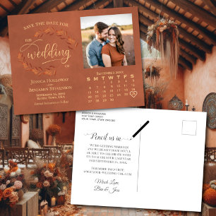Terracotta-Blätter Foto Kalender Hochzeit Retten D Ankündigungspostkarte