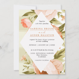 Terracotta Blooming Rose Hydrangea Floral Wedding Einladung