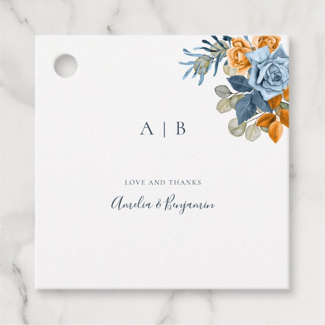 Terracotta Blue Rust Elegant Vielen Dank für Ihre  Geschenkanhänger (Vorderseite)