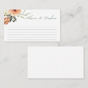 Terracotta Blume Beratung und Wünsche Brautparty Begleitkarte
