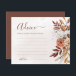 Terracotta Blume Boho Hochzeit im Herbst Beratung<br><div class="desc">Erschaffen Sie einen bleibenden Sake mit diesen schönen Terrakotta Fall blumengeschmückten Hochzeitsratenkarten. Lass deinen Gästen, dass sie ihre tiefempfundene Weisheit und ihre guten Wünsche für eine glückliche Ehe teilen. Diese charmanten Karten sind perfekt für jedes Paar, das eine böhmische Hochzeit im Herbst plant. Sie sind eine schöne Alternative zu einem...</div>
