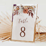 Terracotta Blume Boho Hochzeit im Herbst Tischnumm Tischnummer<br><div class="desc">Moderne böhmische Hochzeitsschilder mit Aquarellfarben-Blume und Herbstlauben in Erdtönen wie Rostbraun,  Bronzeorange und Terrakotta. Perfekte Wahl für Herbsthochzeiten.</div>