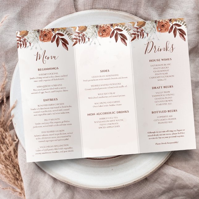 Terracotta Blume Boho Hochzeit im Herbst Trifold M (Von Creator hochgeladen)