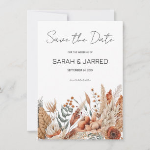 Terracotta-Blume Hochzeit Save The Date