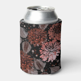 Terracotta-Blume mit grauen Blätter auf schwarz Dosenkühler