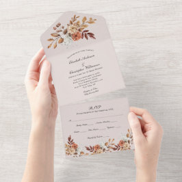 Terracotta-Blumenhochzeit in einer Einladung