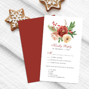 Terracotta Blush Pink Floral Foliage Wedge RSVP Begleitkarte