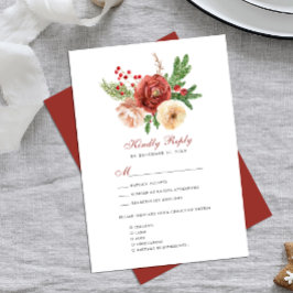 Terracotta Blush Pink Pine Foliage Hochzeit RSVP Karte